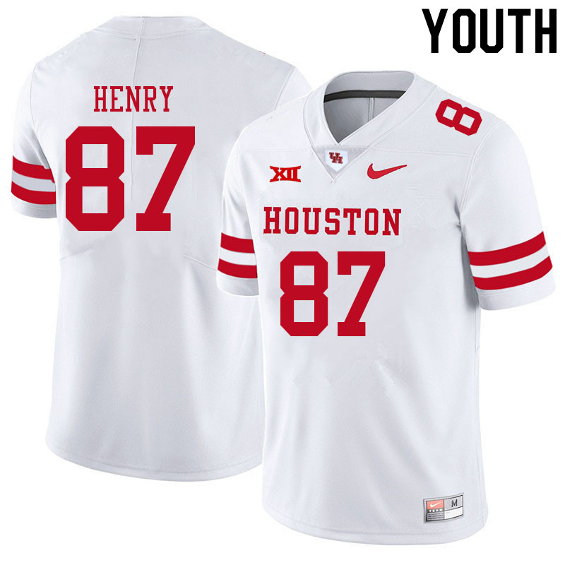 Youth #87 Bryan Henry Houston Cougars College Big 12 Conference Football Jerseys Sale-White